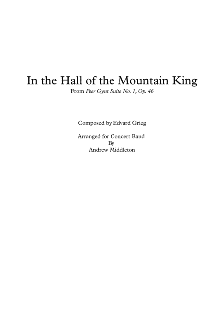 In The Hall Of The Mountain King For Concert Band Sheet Music