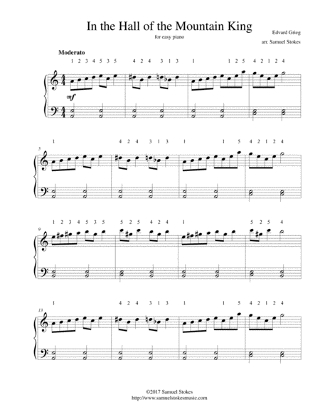 In The Hall Of The Mountain King For Easy Piano Sheet Music