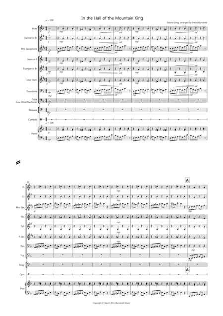 In The Hall Of The Mountain King For School Concert Band Sheet Music