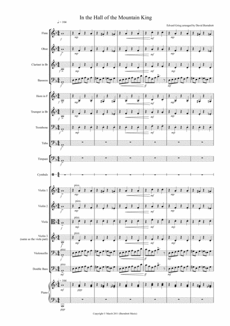 In The Hall Of The Mountain King For School Orchestra Sheet Music