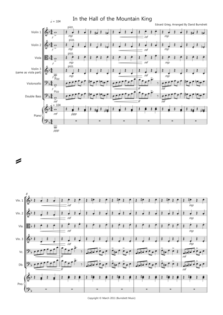 In The Hall Of The Mountain King For String Orchestra Sheet Music