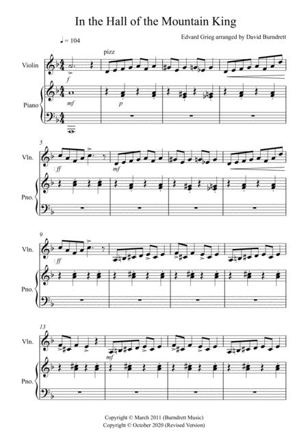 In The Hall Of The Mountain King For Violin And Piano Sheet Music