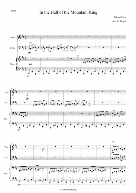 In The Hall Of The Mountain King From Peer Gynt Arr For Pianotrio Sheet Music