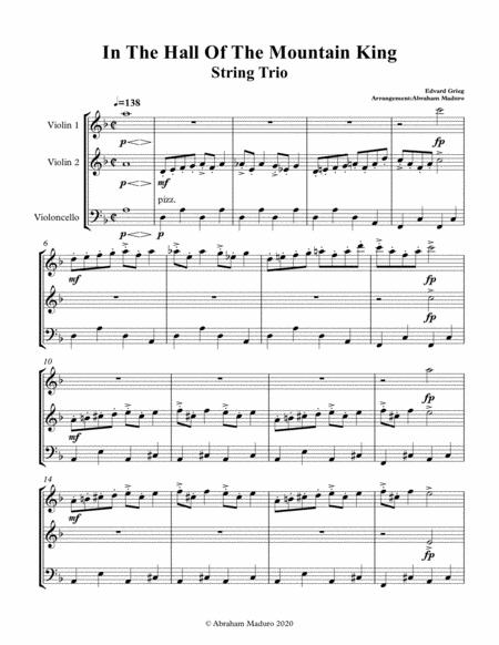 In The Hall Of The Mountain King Two Violins And Cello Trio Score And Parts Sheet Music