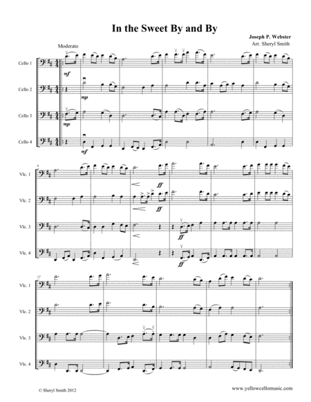 In The Sweet By And By A Traditional Christian Hymn For Four Intermediate Cellists Cello Quartet Sheet Music