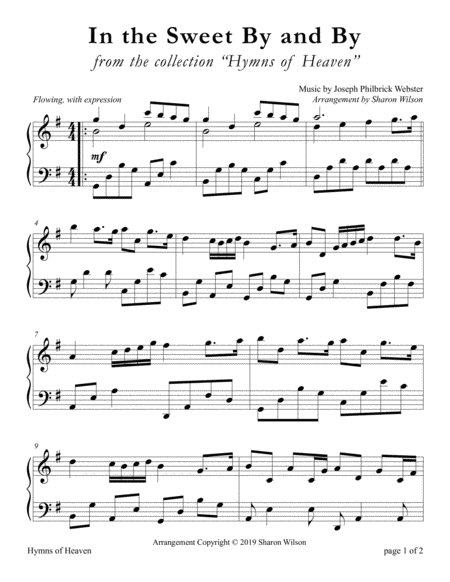 Free Sheet Music In The Sweet By And By Large Print Piano Solo