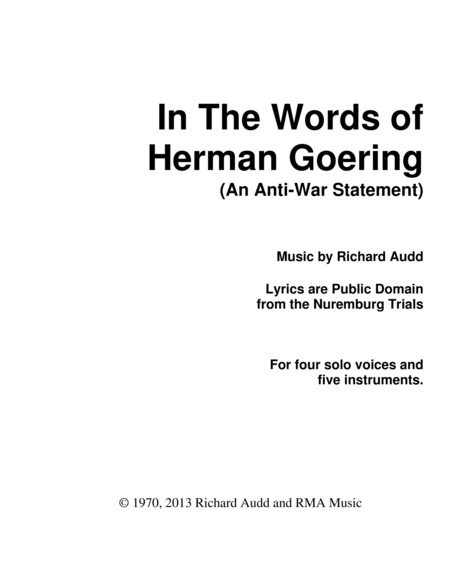 In The Words Of Herman Goering Sheet Music