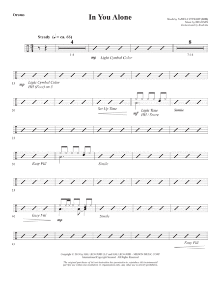 In You Alone Drums Sheet Music