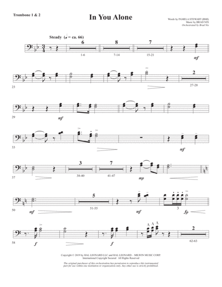 In You Alone Trombone 1 2 Sheet Music