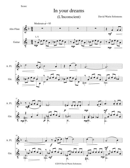 In Your Dreams L Inconscient For Alto Flute And Guitar Sheet Music