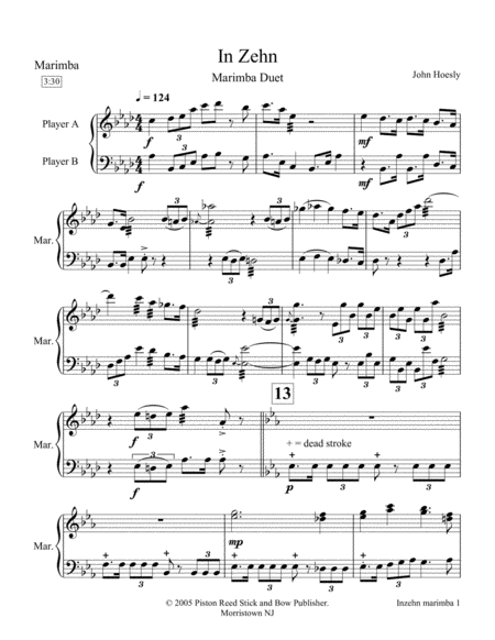 Free Sheet Music In Zehn Duet For Marimba