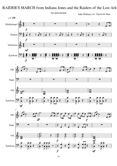 Indiana Jones Theme For Percussion Sheet Music