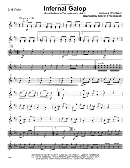 Free Sheet Music Infernal Galop From Orpheus In The Underworld Act 2 2nd Violin