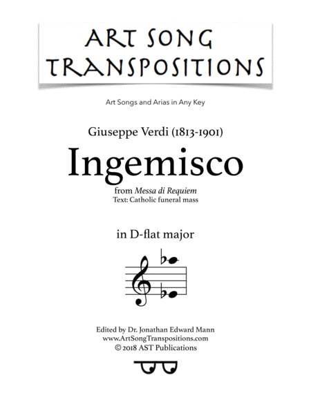 Ingemisco D Flat Major Sheet Music