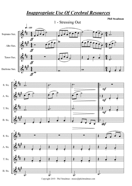 Free Sheet Music Innapropriate Use Of Cerebral Resources A Suite Of 4 Sax Quartet Pieces