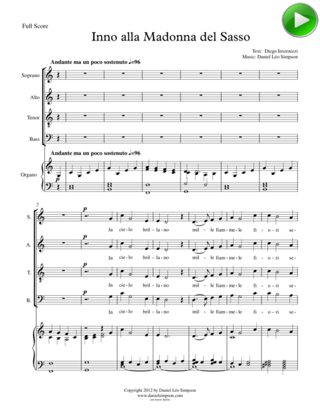 Free Sheet Music Inno Alla Madonna Del Sasso Satb Organ