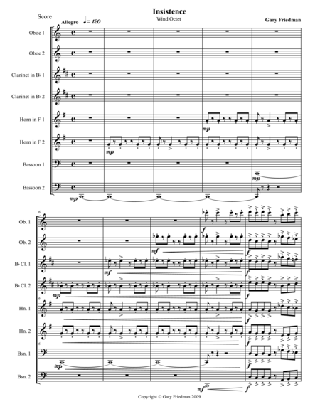 Free Sheet Music Insistence Wind Octet