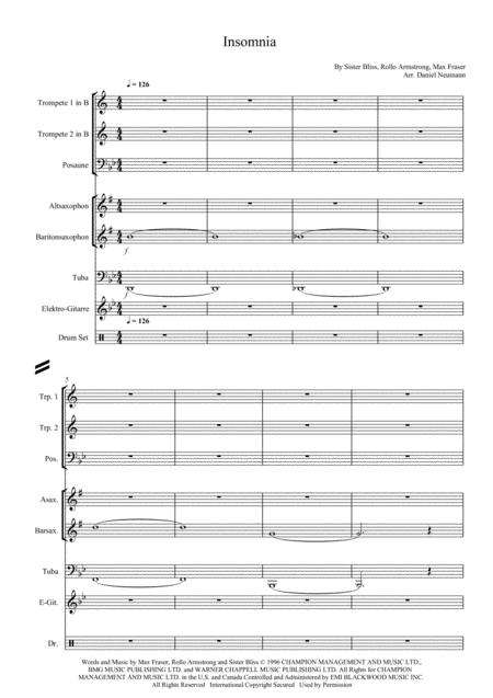 Free Sheet Music Insomnia For Brass Band