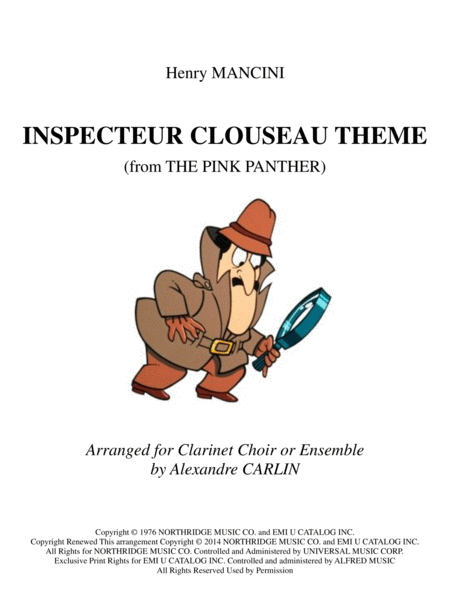 Inspector Clouseau Theme Clarinet Choir Or Ensemble Sheet Music