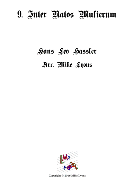 Inter Natos Mulierum Cantiones Sacrae Brass Quartet Sheet Music