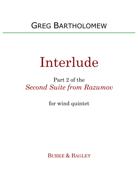 Interlude Part 2 Of Second Suite From Razumov For Wind Quintet Sheet Music