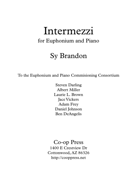 Intermezzi For Euphonium And Piano Sheet Music