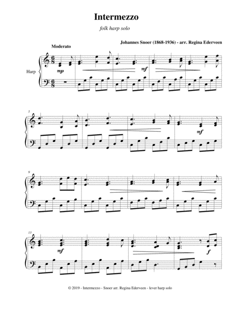 Intermezzo Folk Harp Solo Sheet Music