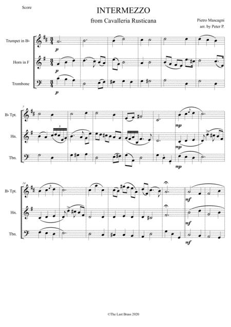 Intermezzo From Cavalleria Rusticana By Pietro Mascagni Brass Trio Sheet Music