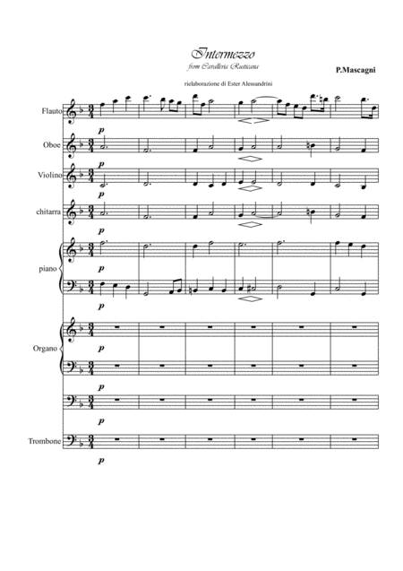 Free Sheet Music Intermezzo From Cavalleria Rusticana For Orchestra