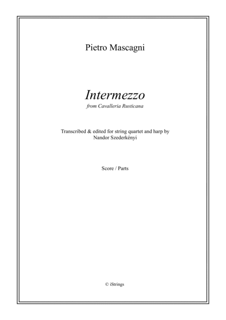 Intermezzo From Cavalleria Rusticana Transcription For String Quartet With Harp Sheet Music