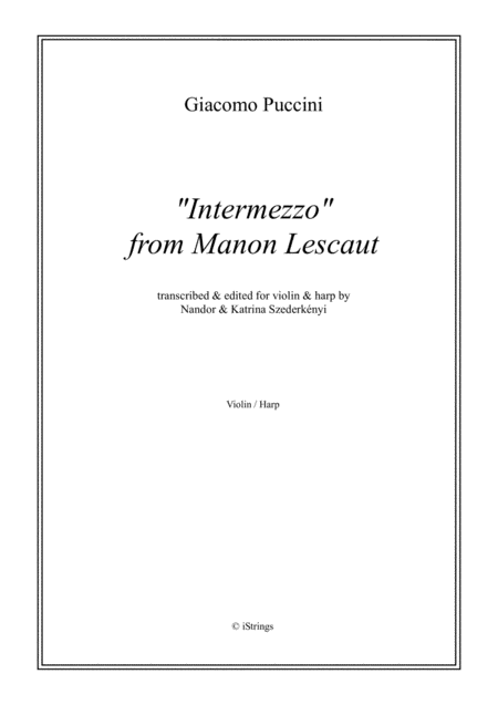 Intermezzo From Manon Lescaut For Violin Harp Sheet Music