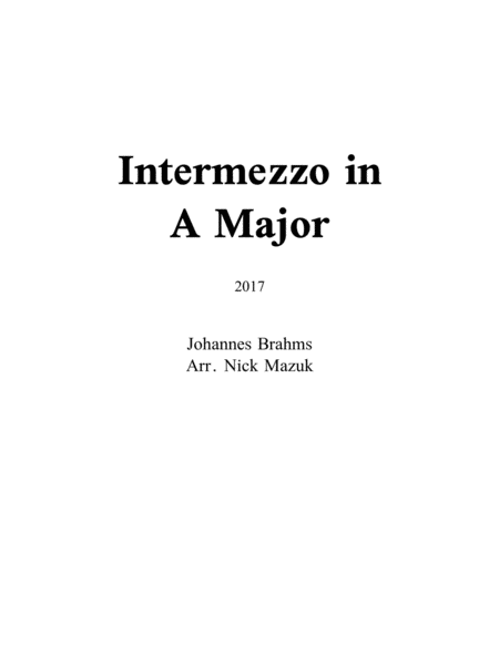 Intermezzo In A Major Accompanied Trombone Solo Sheet Music