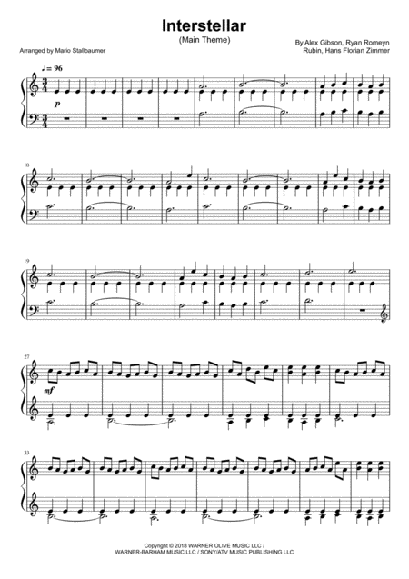 Interstellar Main Theme Sheet Music