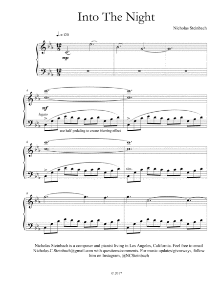 Into The Night Piano Solo Sheet Music