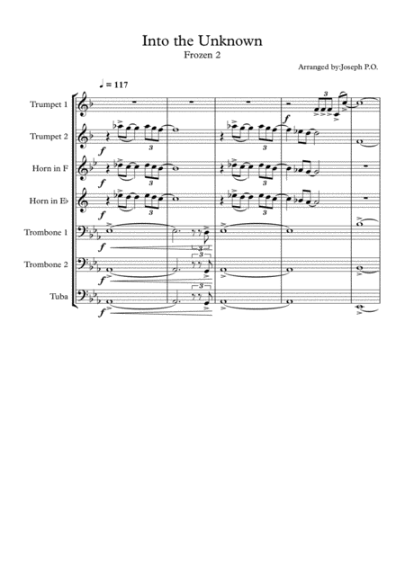 Into The Unknown Frozen 2 Brass Ensemble Sheet Music