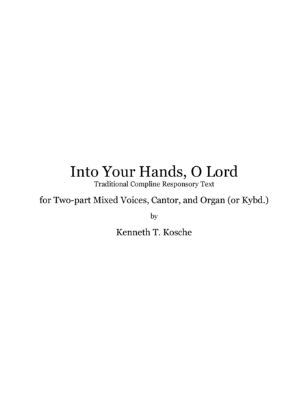 Into Your Hands O Lord Sheet Music