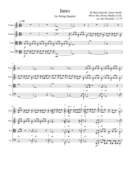 Free Sheet Music Intro For String Quartet