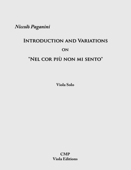 Free Sheet Music Introduction And Variations On Nel Cor Piu Non Mi Sento Transcribed For Viola