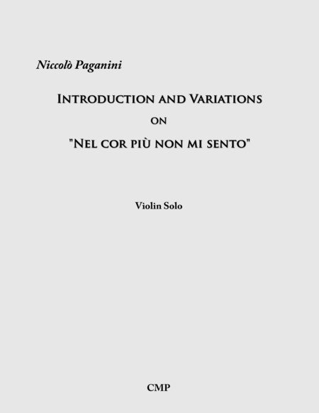 Free Sheet Music Introduction And Variations On Nel Cor Piu Non Mi Sento