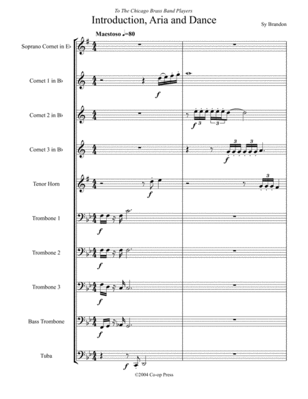 Free Sheet Music Introduction Aria And Dance For Brass Band