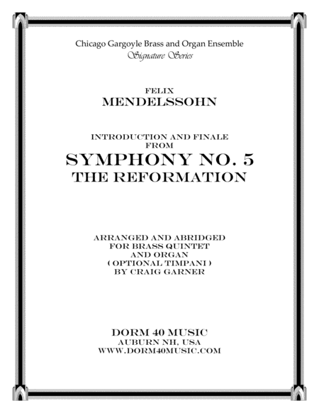 Introduction Finale From Symphony 5 Reformation Sheet Music