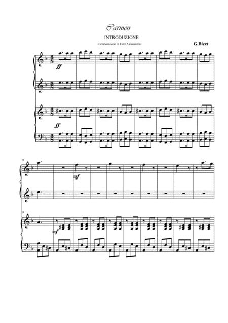 Introduction From Bizets Carmen Piano 4 Hands Sheet Music