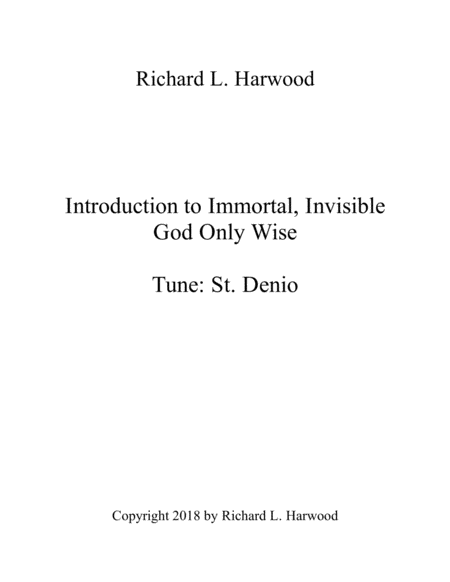 Introduction To Immortal Invisible God Only Wise Sheet Music