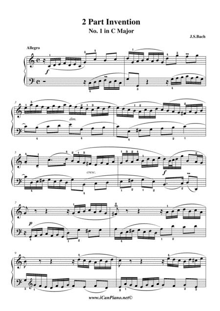 Invention 1 In C Major Bwv 772 Js Bach Ava Maria Sheet Music