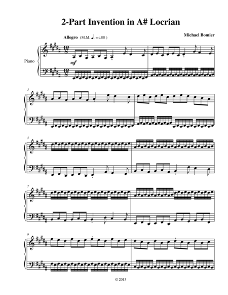 Invention In A Locrian From 9 Modal Inventions Sheet Music