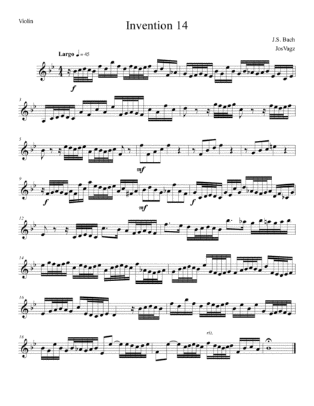 Invention In B Flat Major Bwv 785 Sheet Music