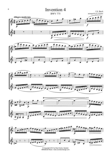 Free Sheet Music Invention No 4 For Guitar Duo