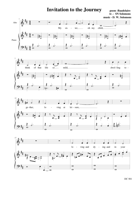 Free Sheet Music Invitation To The Journey Alto And Piano