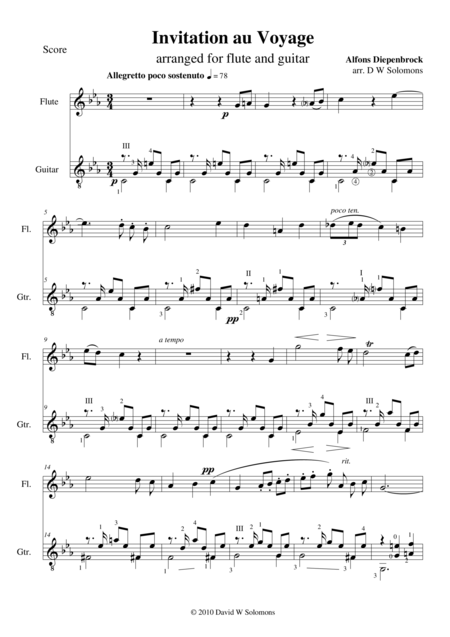 Invitation To The Journey Diepenbrock For Flute And Guitar Sheet Music