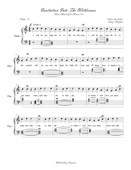 Invitation To The Wilderness Piano Sheet Music